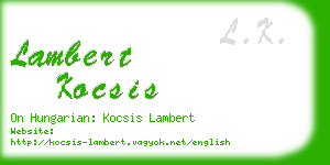 lambert kocsis business card